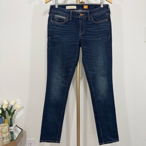 Pilcro Anthropologie Mid Rise Fit Stet Ankle Skinny Dark Wash Blue Jeans, 6/8 - Picture 2 of 12